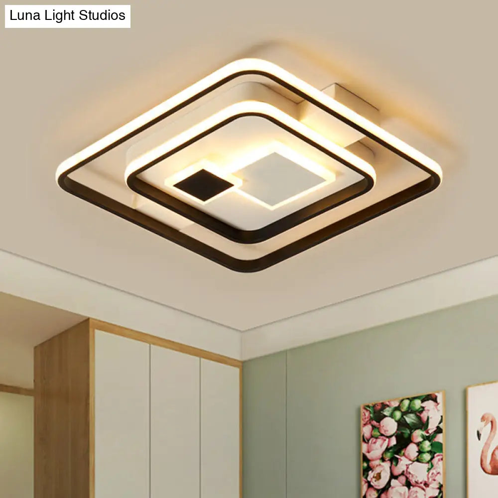 Nordic Led Black Metal Flushmount Ceiling Light For Bedroom 16.5/20.5 W