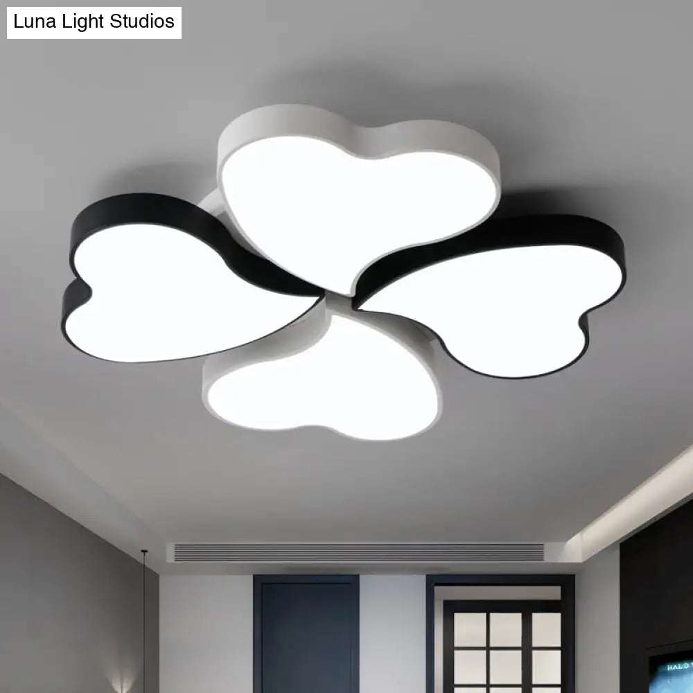 Nordic Led Black-White Clover Flush Mount Ceiling Light For Bedroom