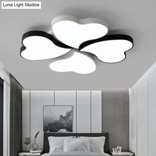 Nordic Led Black-White Clover Flush Mount Ceiling Light For Bedroom