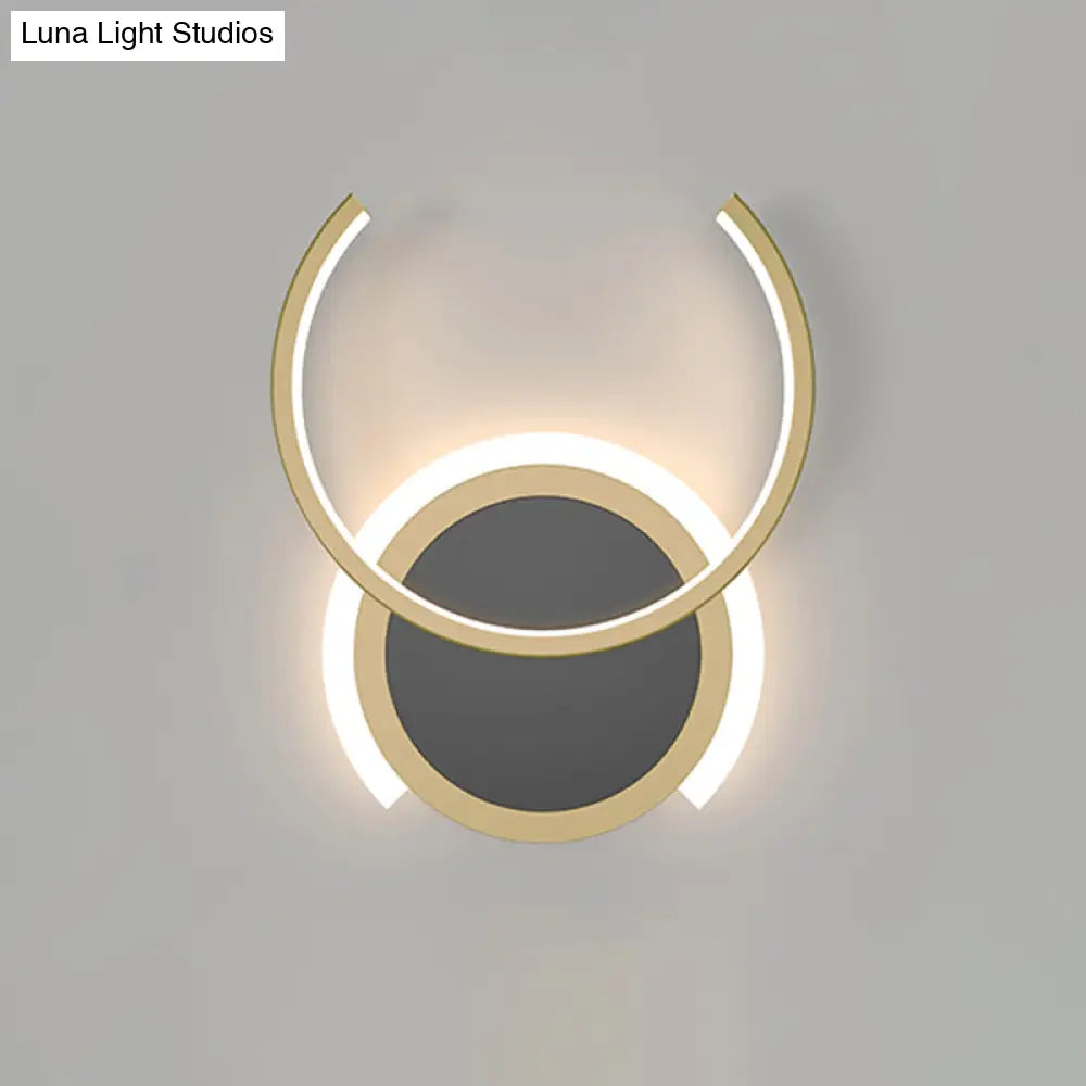 Nordic Led C-Shaped Wall Sconce In Gold For Bedroom - Warm/White Light