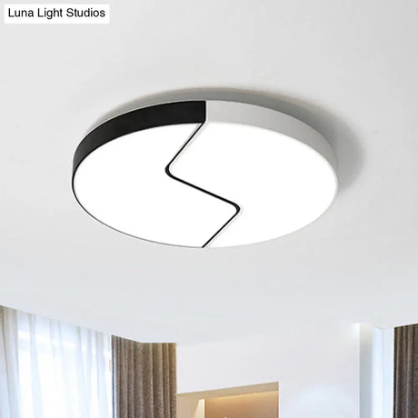 Nordic Led Ceiling Flush Lamp With Acrylic Shade And Black/White Finish In White/Warm Light