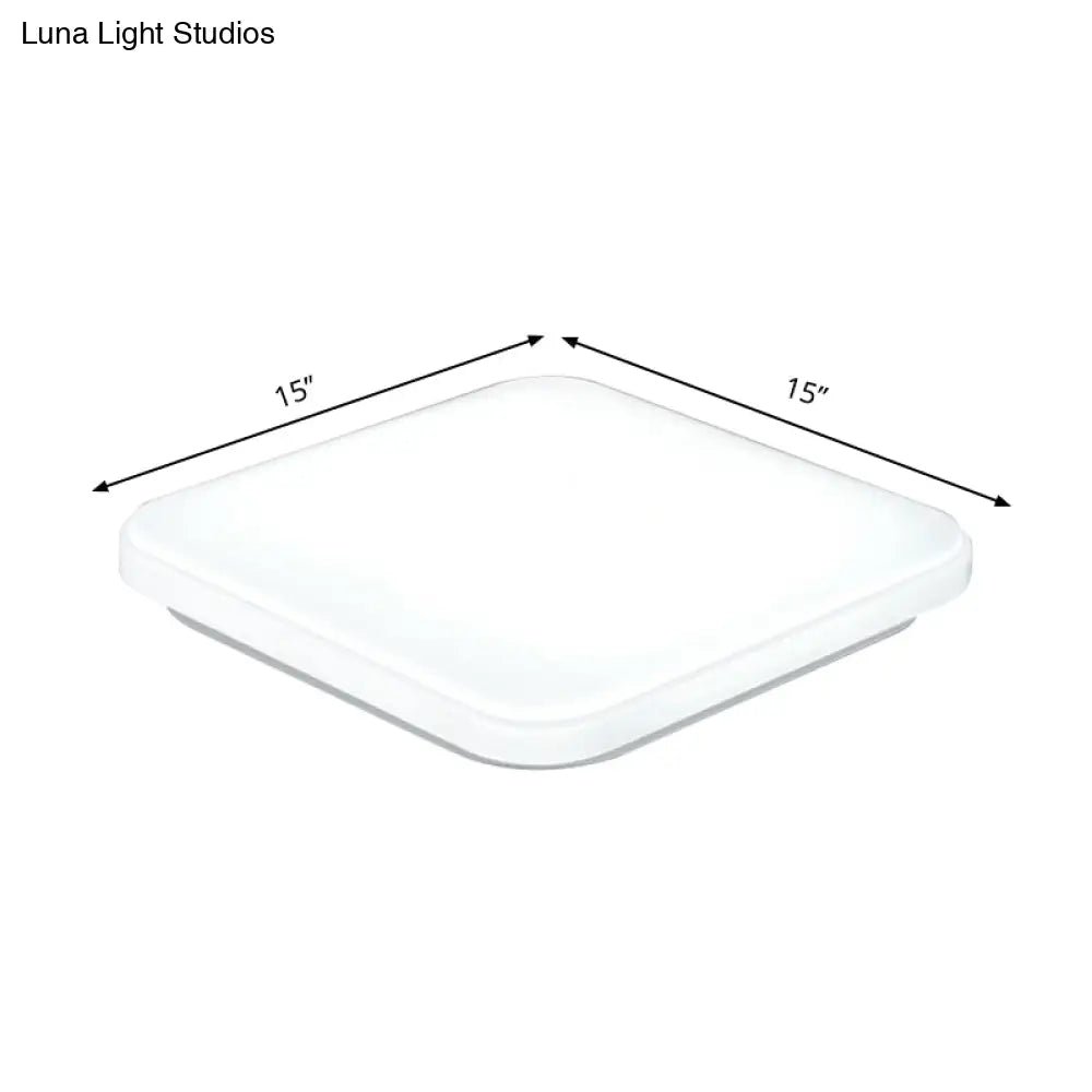 Nordic Led Ceiling Flush Mount Light - White Square Lamp With Acrylic Shade (12’/15’/18’) For