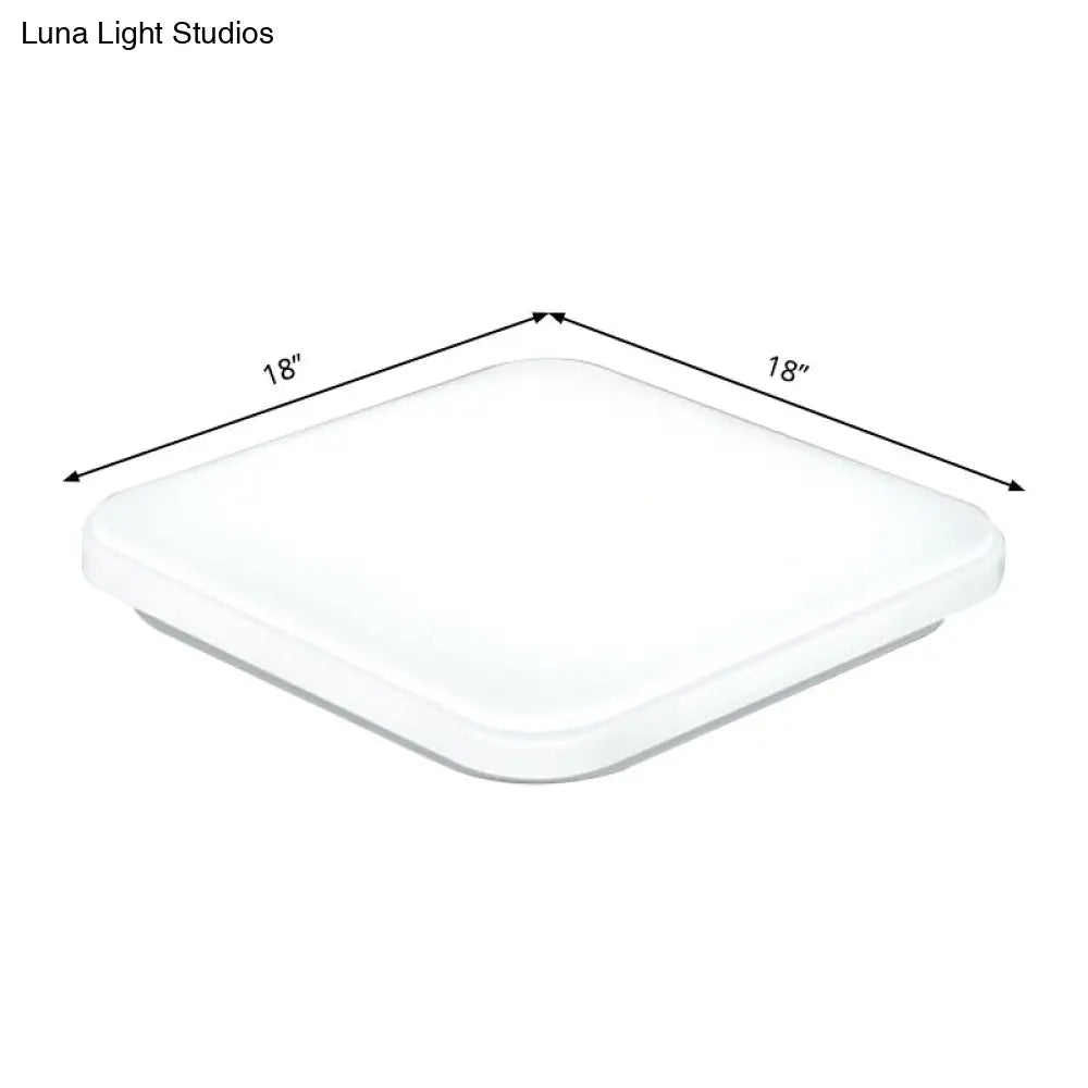 Nordic Led Ceiling Flush Mount Light - White Square Lamp With Acrylic Shade (12/15/18) For Bedroom