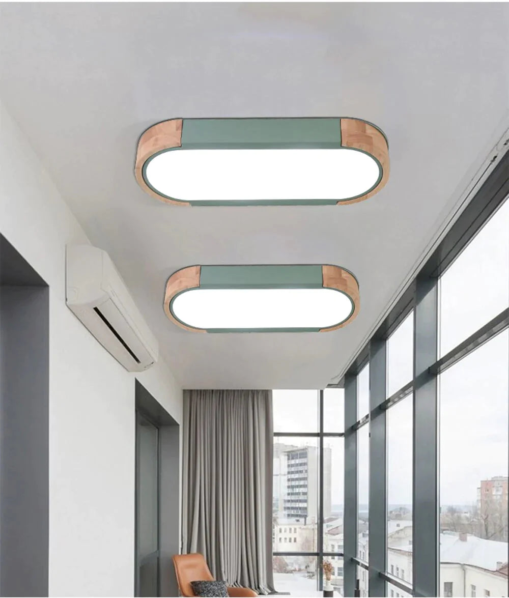 Nordic LED Ceiling Light Aisle Lights Office Strip Lighting Round Corner Creative Simple Corridor Balcony Wood