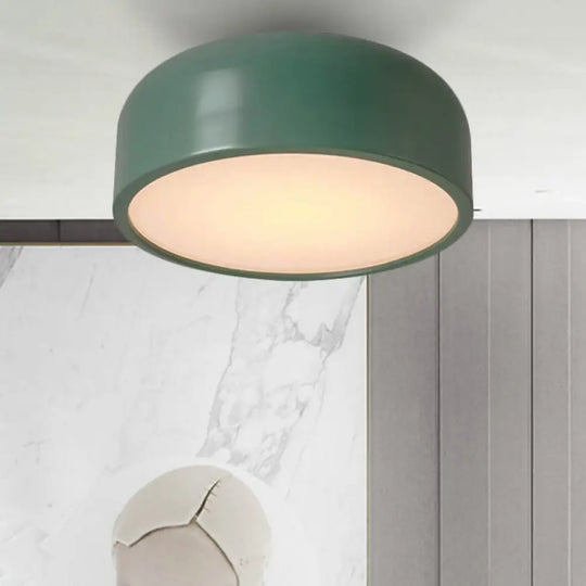 Nordic Led Ceiling Light For Kid’s Bedroom With Acrylic Dome Shade Green / 14’