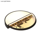 Nordic Led Ceiling Light With Deer Silhouette In 3 Colors