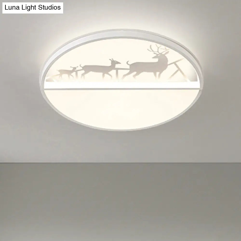 Nordic Led Ceiling Light With Deer Silhouette In 3 Colors
