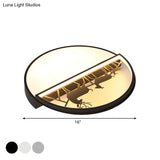 Nordic Led Ceiling Light With Deer Silhouette In 3 Colors