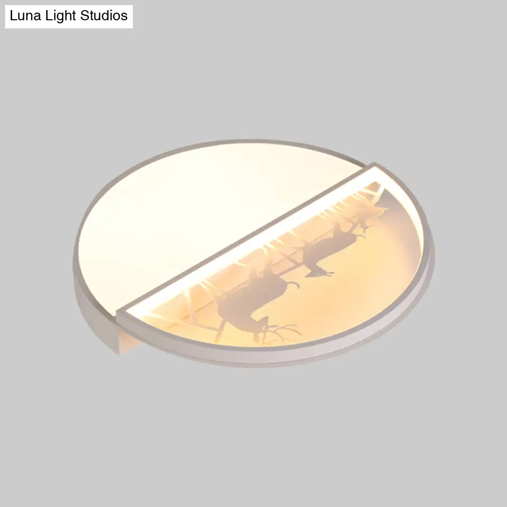 Nordic Led Ceiling Light With Deer Silhouette In 3 Colors