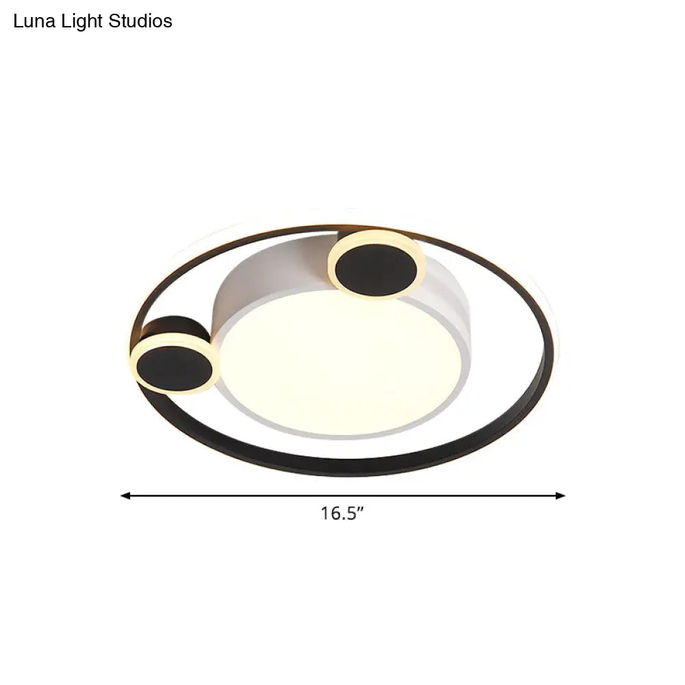 Nordic Led Circle Ceiling Flush Mount Lighting In White/Black - 16.5/20.5 Diameter White/Warm Light