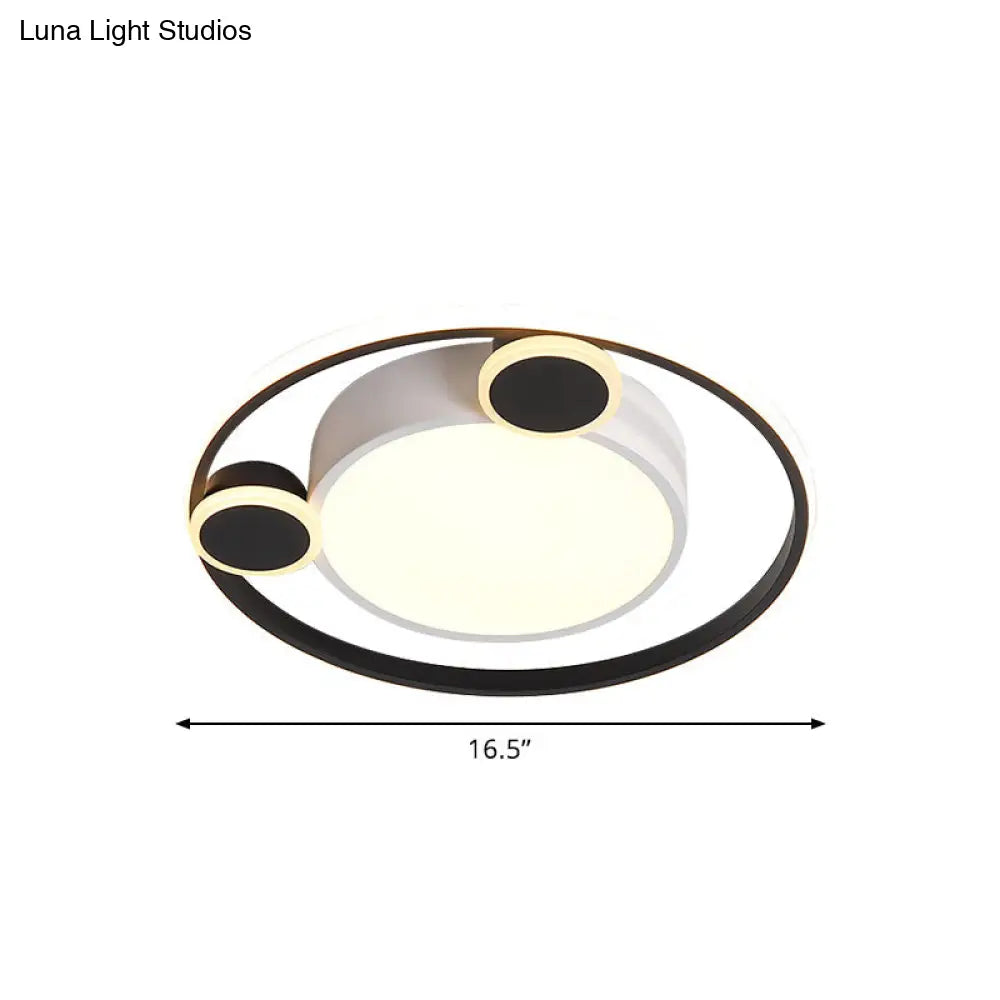 Nordic Led Circle Ceiling Flush Mount Lighting In White/Black - 16.5’/20.5’ Diameter White/Warm