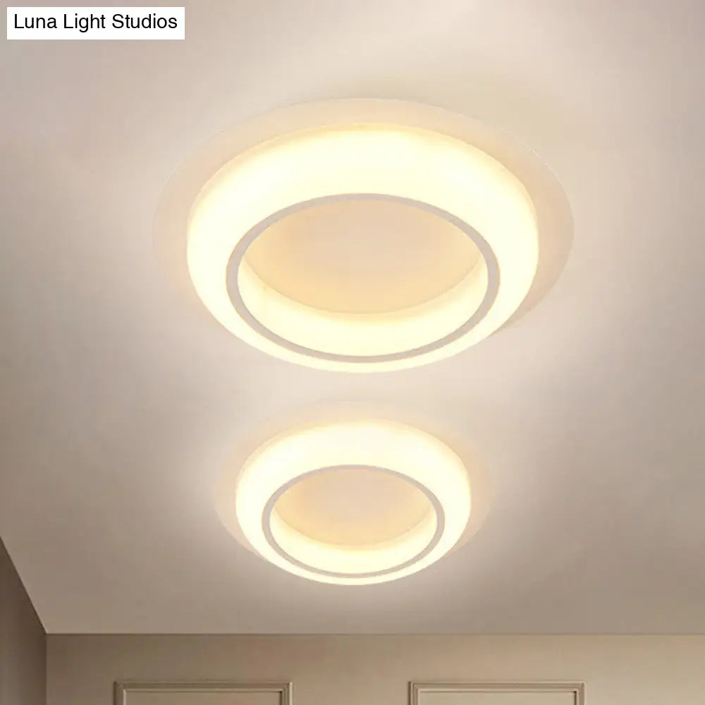 Nordic Led Circle Ceiling Light In Acrylic - Sleek Flush Mount For Bedroom