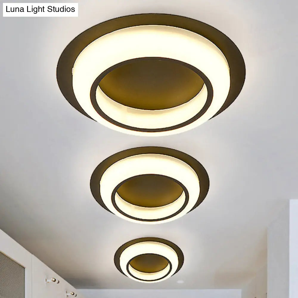 Nordic Led Circle Ceiling Light In Acrylic - Sleek Flush Mount For Bedroom