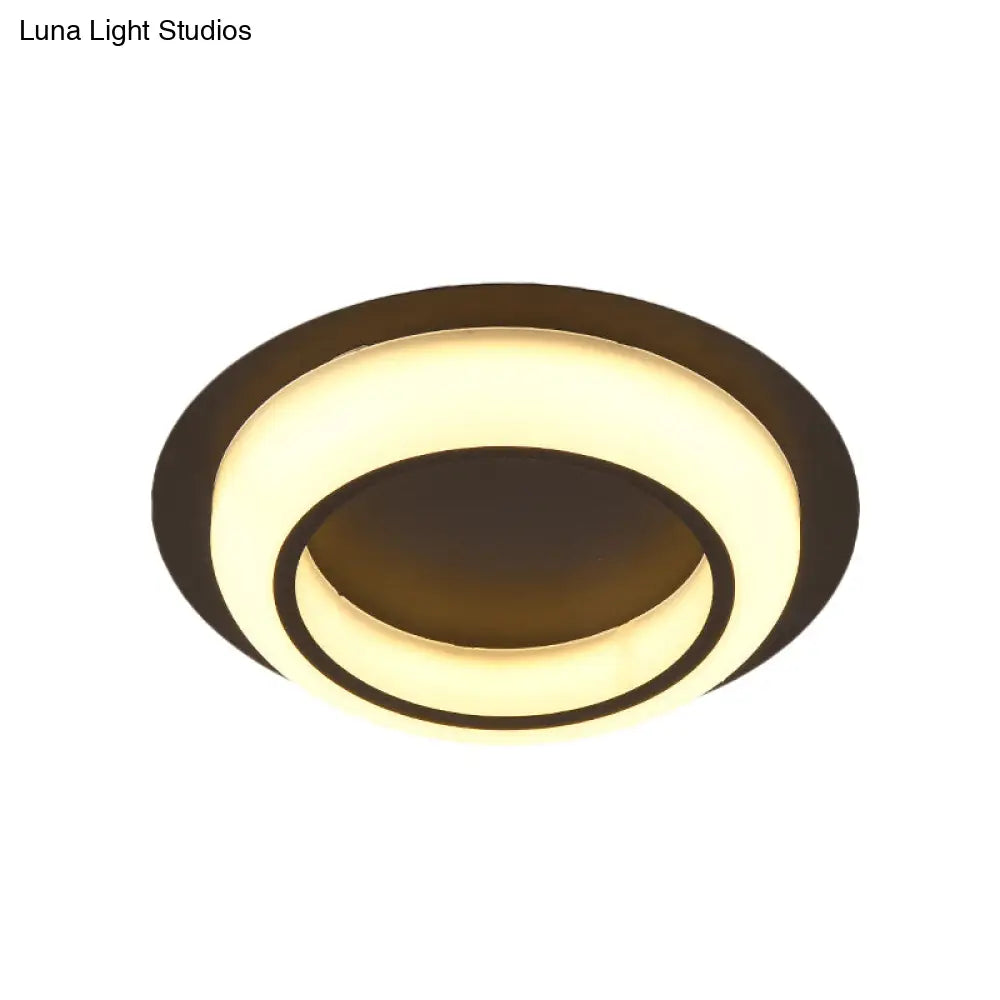 Nordic Led Circle Ceiling Light In Acrylic - Sleek Flush Mount For Bedroom