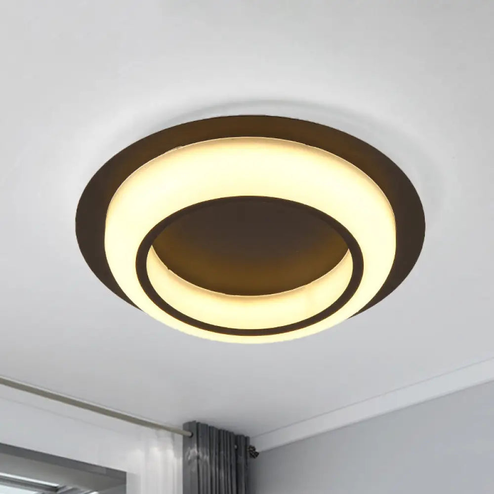 Nordic Led Circle Ceiling Light In Acrylic - Sleek Flush Mount For Bedroom Black