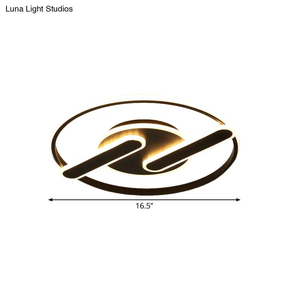 Nordic Led Circular Flush Mount Lighting Dual Lines Design 16.5’/20.5’ W Acrylic Black