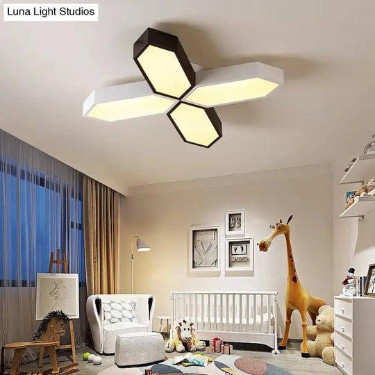 Nordic Led Cross Ceiling Lamp For Study Room And Kindergarten Black-White / Warm