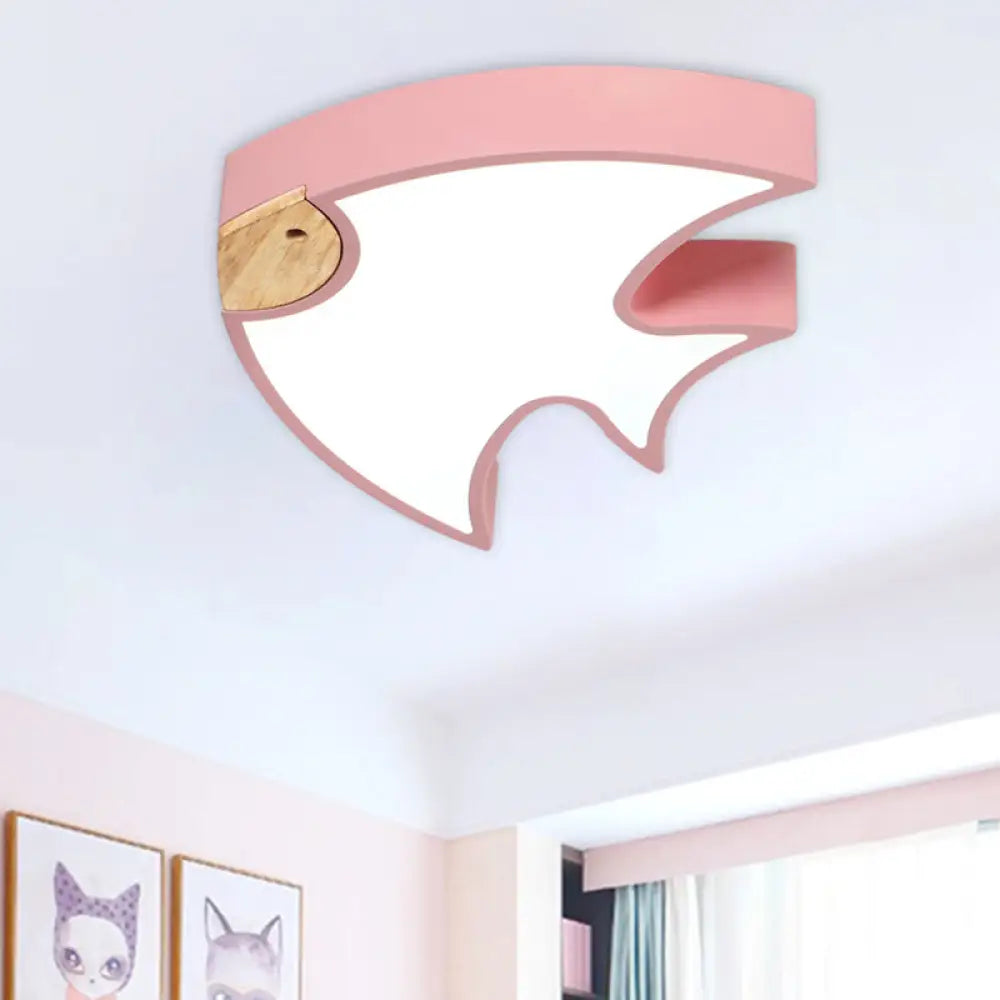 Nordic Led Fish - Shaped Flush Lamp For Bedroom In White/Grey/Pink Acrylic Pink