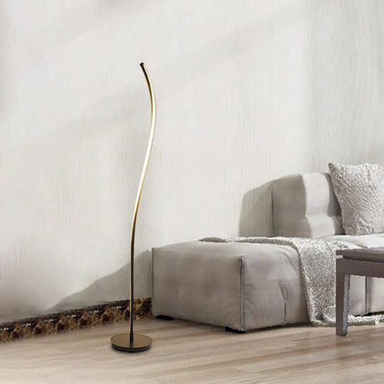 Nordic Led Floor Reading Lamp: Curved Metallic Stand For Living Room Black/White Black