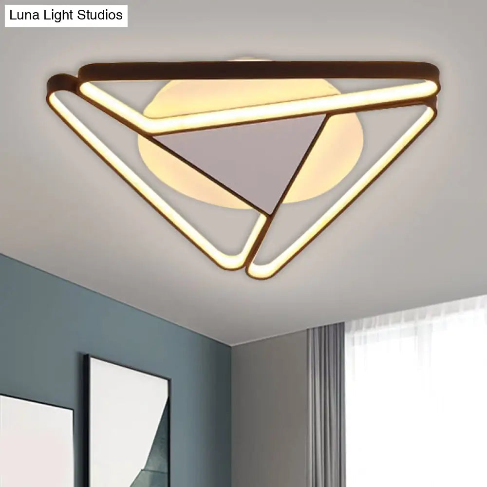 Nordic Led Flush Ceiling Light Acrylic Shade Black/White Triangle Mount Warm/White 19.5’/29’ W