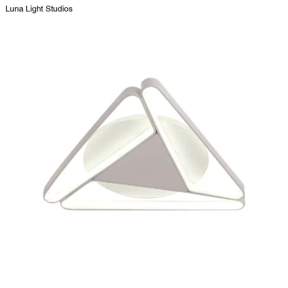 Nordic Led Flush Ceiling Light Acrylic Shade Black/White Triangle Mount Warm/White 19.5’/29’ W