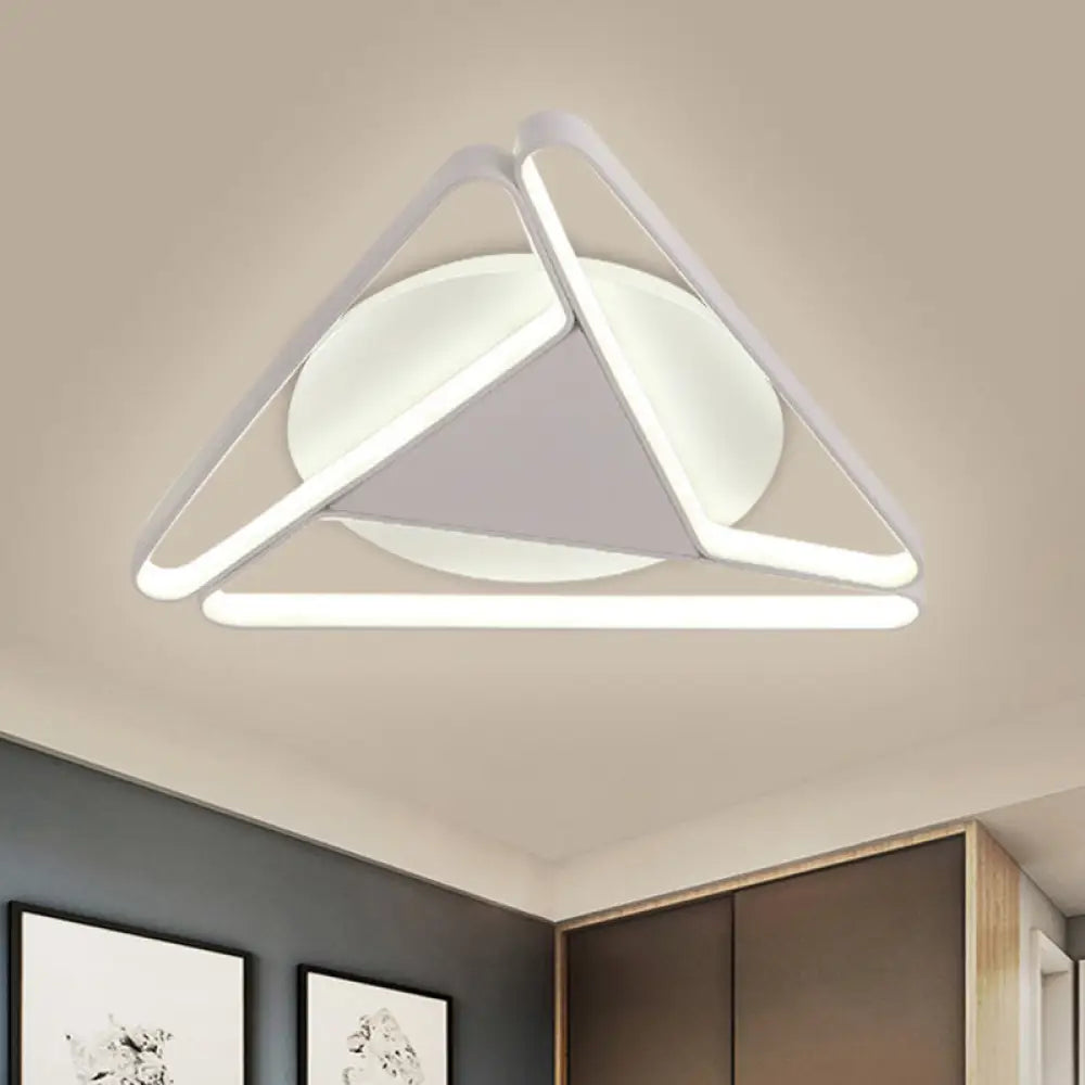 Nordic Led Flush Ceiling Light Acrylic Shade Black/White Triangle Mount Warm/White 19.5’/29’ W