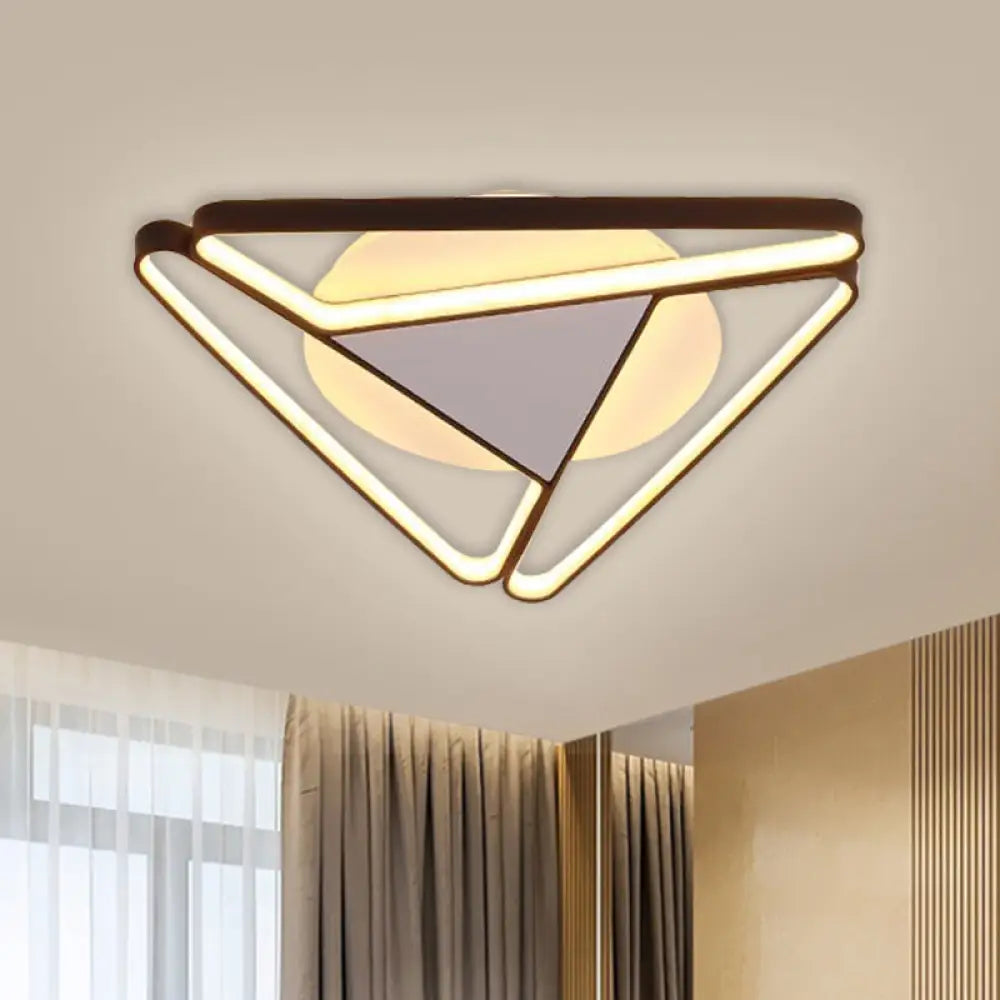 Nordic Led Flush Ceiling Light Acrylic Shade Black/White Triangle Mount Warm/White 19.5’/29’ W