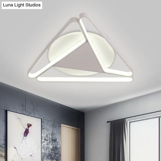 Nordic Led Flush Ceiling Light Acrylic Shade Black/White Triangle Mount Warm/White 19.5’/29’ W