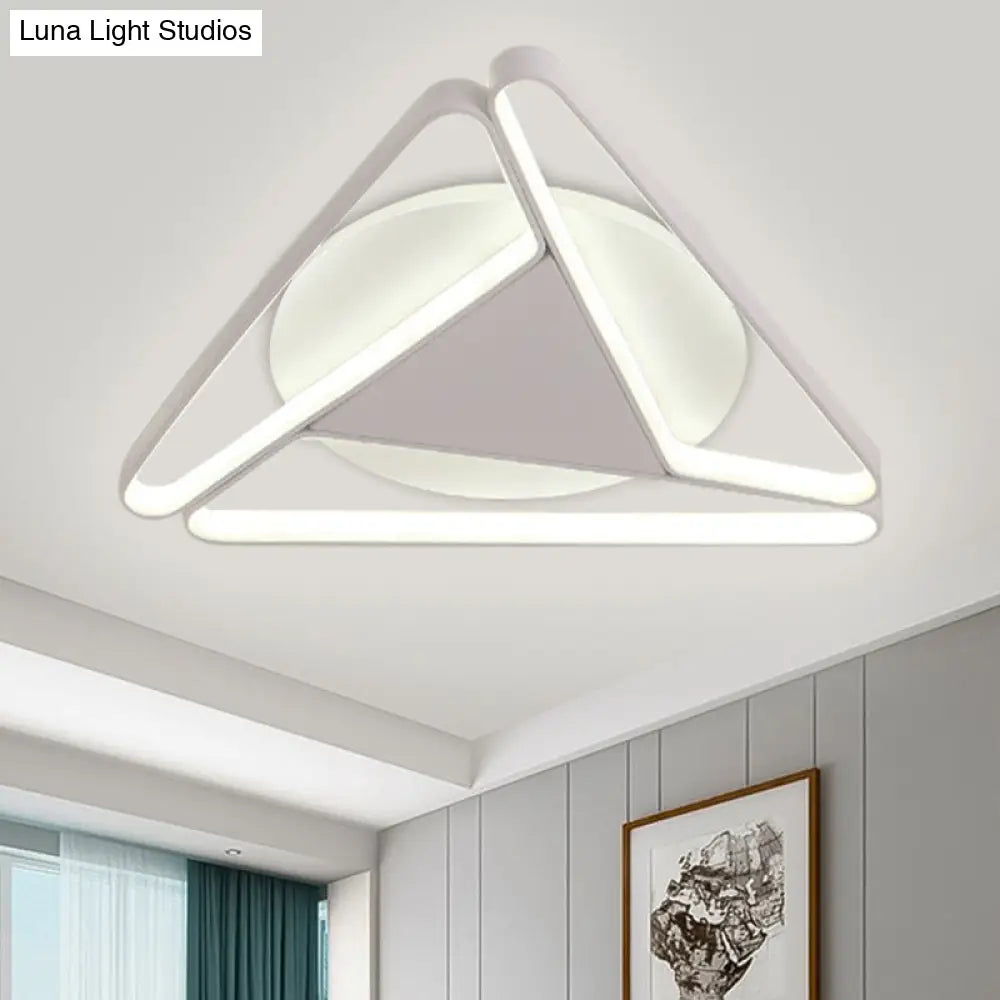 Nordic Led Flush Ceiling Light Acrylic Shade Black/White Triangle Mount Warm/White 19.5’/29’ W