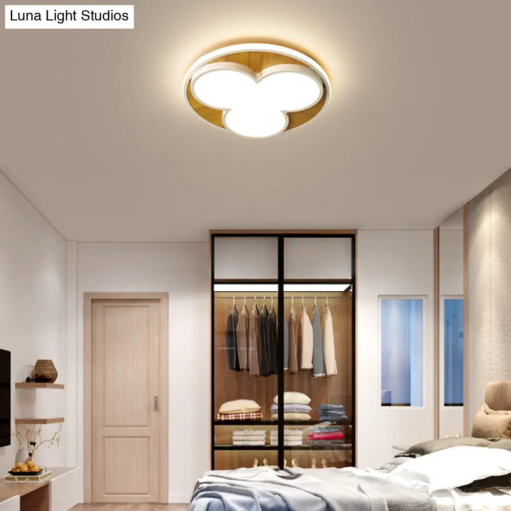 Nordic Led Flush Ceiling Light: Black/White Flower Design 16.5/20.5 Wide White/Warm Light White /