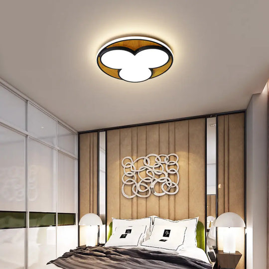 Nordic Led Flush Ceiling Light: Black/White Flower Design 16.5’/20.5’ Wide White/Warm Light