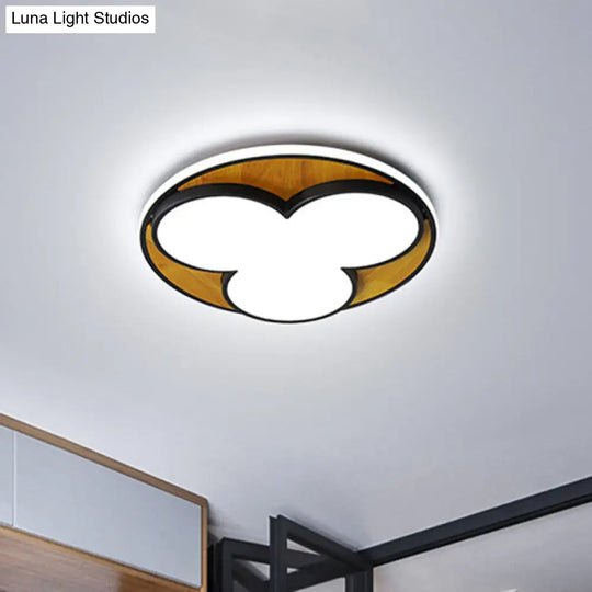 Nordic Led Flush Ceiling Light: Black/White Flower Design 16.5/20.5 Wide White/Warm Light