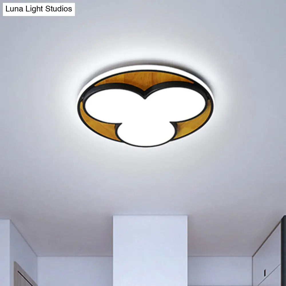 Nordic Led Flush Ceiling Light: Black/White Flower Design 16.5/20.5 Wide White/Warm Light