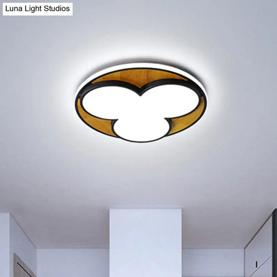 Nordic Led Flush Ceiling Light: Black/White Flower Design 16.5/20.5 Wide White/Warm Light