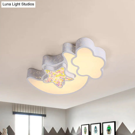 Nordic Led Flush Ceiling Light With Acrylic Starry Sky Design - Ideal For Child’s Bedroom