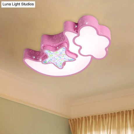 Nordic Led Flush Ceiling Light With Acrylic Starry Sky Design - Ideal For Child’s Bedroom