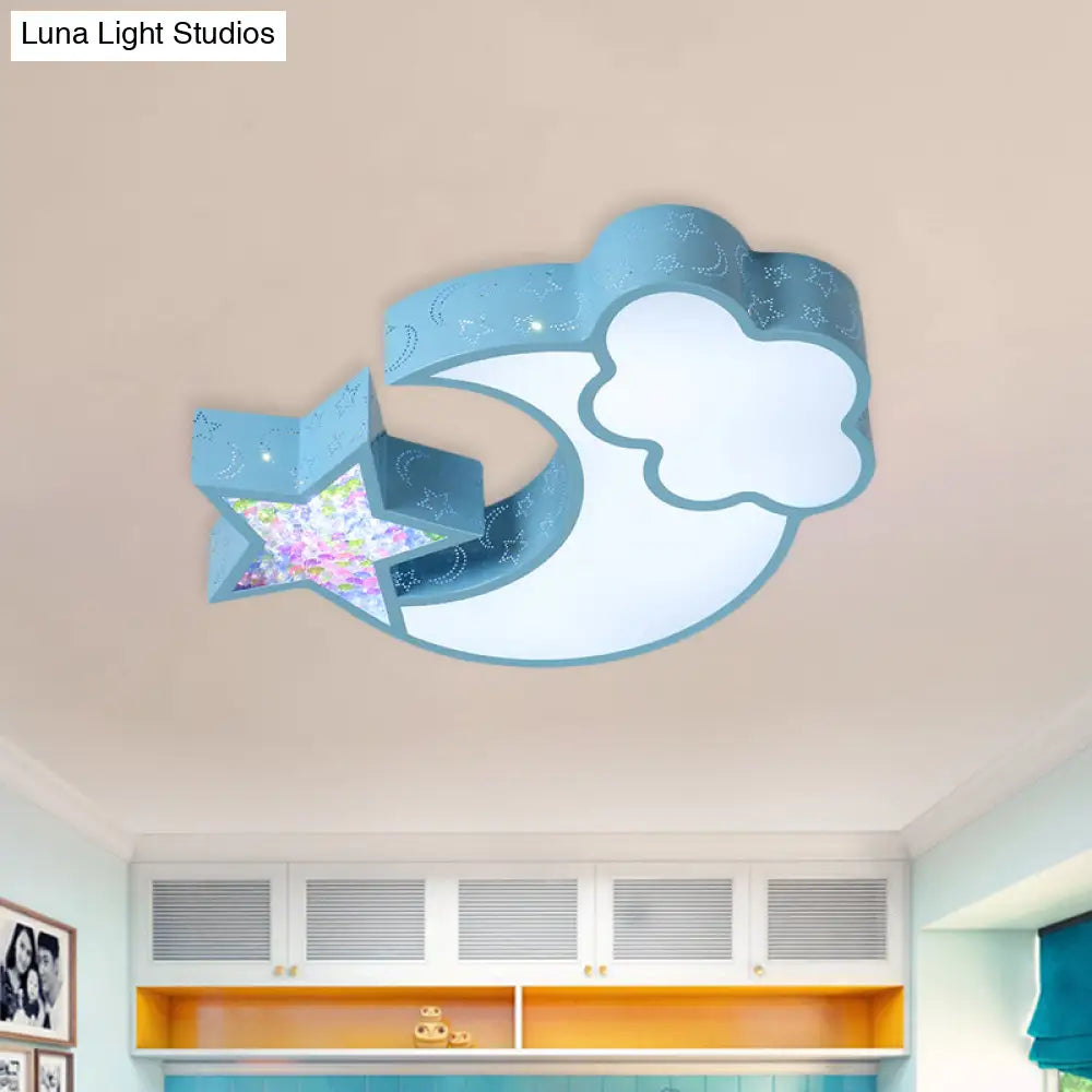 Nordic Led Flush Ceiling Light With Acrylic Starry Sky Design - Ideal For Child’s Bedroom