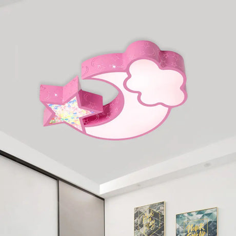 Nordic Led Flush Ceiling Light With Acrylic Starry Sky Design - Ideal For Child’s Bedroom