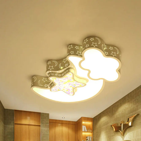 Nordic Led Flush Ceiling Light With Acrylic Starry Sky Design - Ideal For Child’s Bedroom