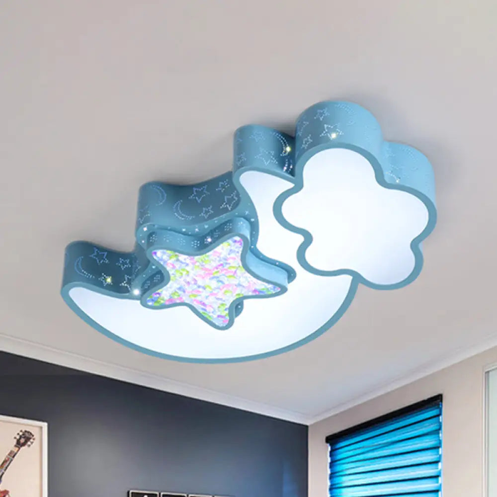 Nordic Led Flush Ceiling Light With Acrylic Starry Sky Design - Ideal For Child’s Bedroom