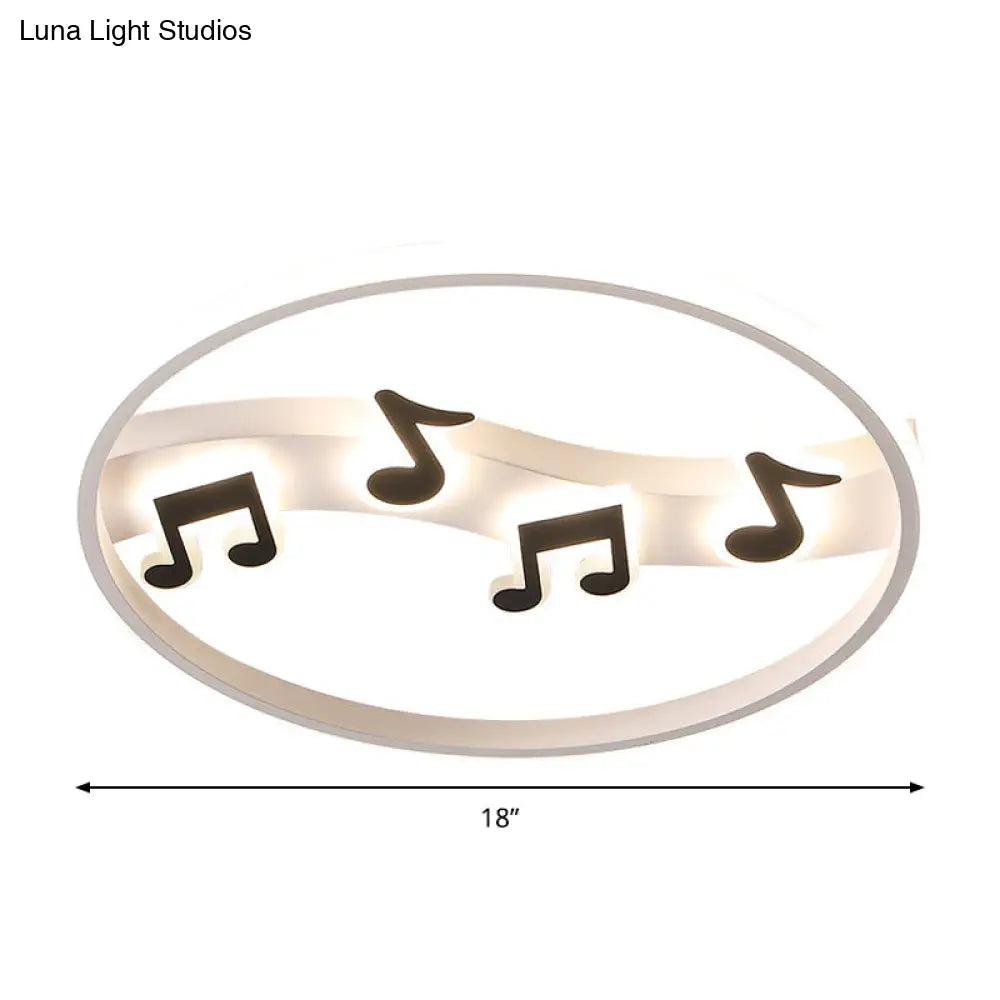 Nordic Led Flush Lamp: White And Black Musical Note Design With Warm/White Acrylic Lighting