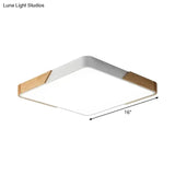 Nordic Led Flush Light: Splicing Square/Rectangle Acrylic Wood-White Ceiling Mount Lamp In