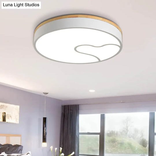 Nordic Led Flush Light With Metal Round Shade - Green/Grey/White Ceiling Lamp In Warm/White White /