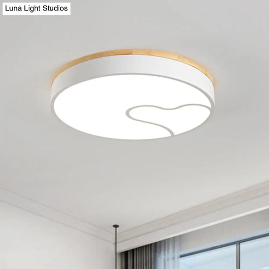 Nordic Led Flush Light With Metal Round Shade - Green/Grey/White Ceiling Lamp In Warm/White