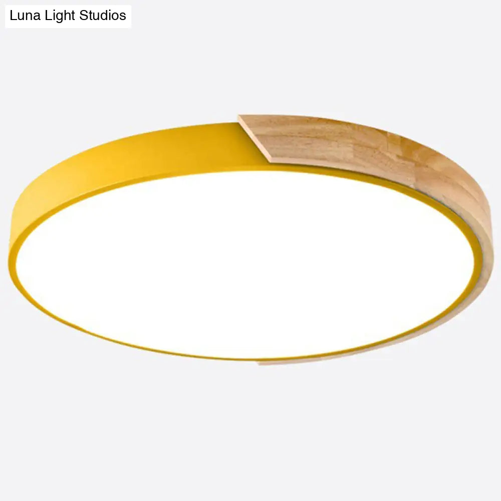 Nordic Led Flush Mount Bedroom Ceiling Light With Acrylic Shade Yellow / White