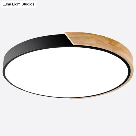 Nordic Led Flush Mount Bedroom Ceiling Light With Acrylic Shade Black / White