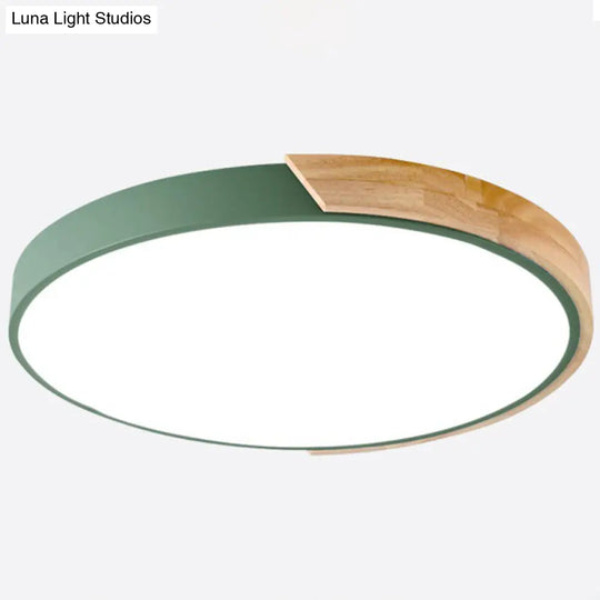 Nordic Led Flush Mount Bedroom Ceiling Light With Acrylic Shade Green / White