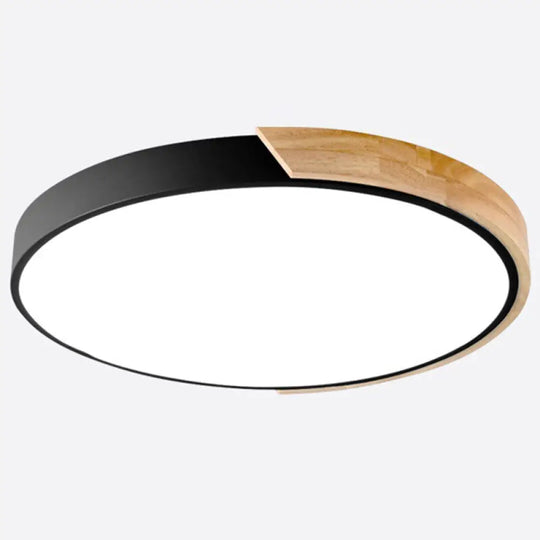 Nordic Led Flush Mount Bedroom Ceiling Light With Acrylic Shade Black / White