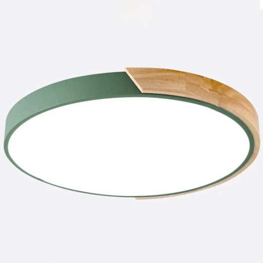 Nordic Led Flush Mount Bedroom Ceiling Light With Acrylic Shade Green / White