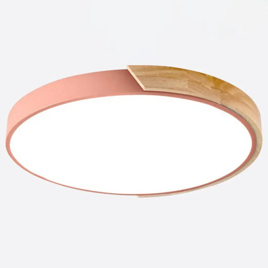 Nordic Led Flush Mount Bedroom Ceiling Light With Acrylic Shade Pink / White